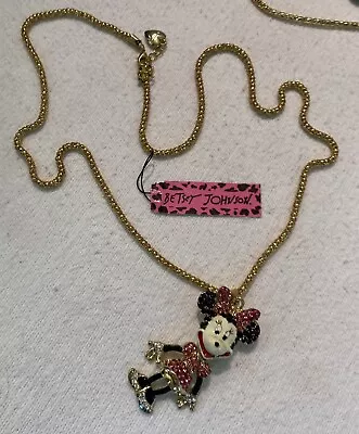 Betsey Johnson Disney Minnie Mouse Black Red Fashion Gold Necklace • $5.98