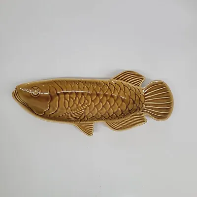 Vintage Brown Glaze Ceramic Fish Platter • $35