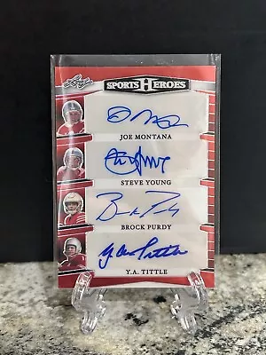 Montana/Purdy/Young/Tittle 2024 Leaf Sports Heroes SSP Red Quad Auto 9/9 49ers • $335