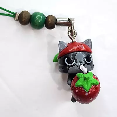 Monster Hunter Airou Palico Felyne Black Shizuoka Strawberry Figure Charm Beads • $18