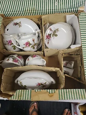 Vintage Porcelain Toy Teaset W Box Japan  Royal Rose Miniature Moss Rose 27 PCS • $49.95