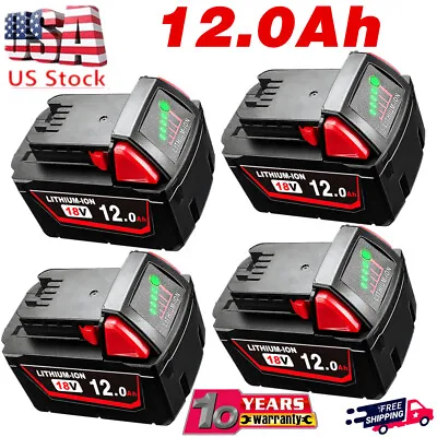 1~4X For Milwaukee 48-11-1812 M18 FUEL 18V 12.0Ah High Output Lithium Battery • $93.89