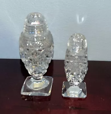 Vintage Cut Clear Crystal Salt & Pepper Shakers With Glass Tops • $19.99