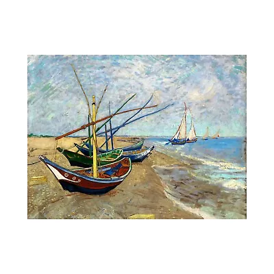 Vincent Van Gogh Fishing Boats Vintage Print-FREE US SHIPPING • $14.29