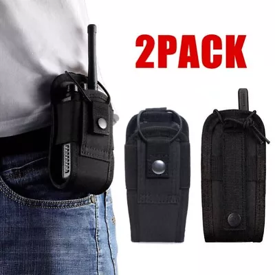 2 Pack Tactical Walkie Talkie Pouch Radio Molle Pouch Holder Interphone Holster • $13.92
