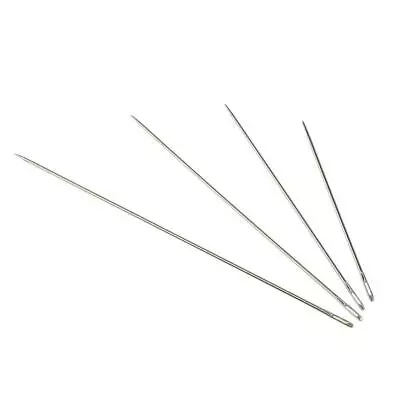 4 Stainless Steel Hand Sewing Needles Assorted Sizes For Sacks Dolls Sewing • £4.33