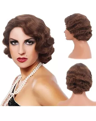 REEWES Long 1920s Wig Finger Wave Wig Curly Short Wig Vintage Wigs For Women Lad • $19