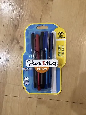 Papermate Inkjoy Ballpoint Pens Assorted Colours Pack 8 Nib 1.0mm Ultra Smooth • £4.99