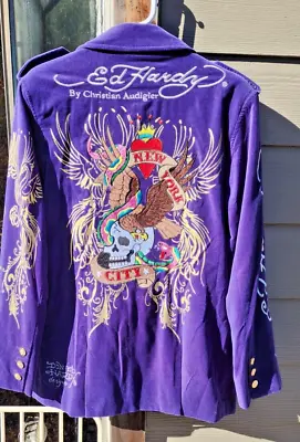 Ed Hardy Men’s Skull Velvet Blazer Jacket Size S • $125