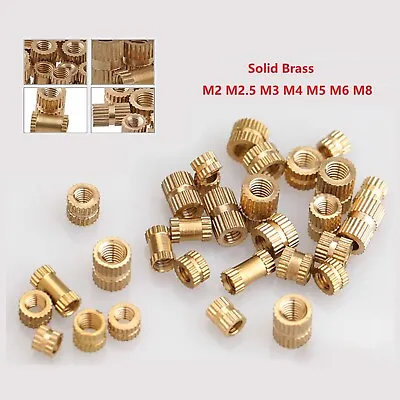 M2-M8 Solid Brass Hot Melt Injection Molding Threaded Knurl Insert Nut Embedded • £2.39