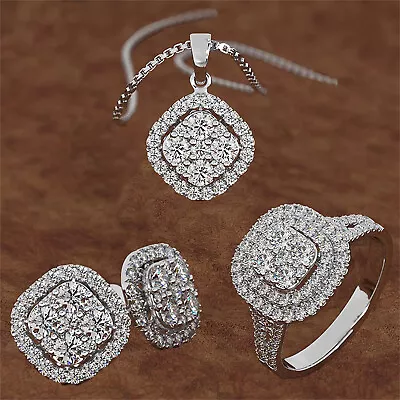 Exquisite Rings Necklace Earrings Jewelry Indian Jewelry Sets For Women Silver • $12.76