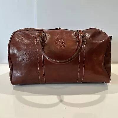 The Cenzo Duffle Bag Vecchio Brown Italian Leather Large Weekender Travel Bag • $139.99