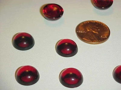 $2.24 • Buy 24 VINTAGE RUBY ACRYLIC ROUND 12mm. SMOOTH DOME CABOCHONS D259