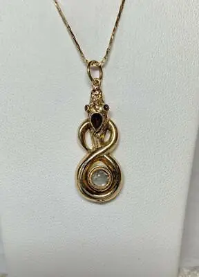 Georgian Snake Poison Locket Pendant Mourning Garnet Antique Gold 1800 Rare • $2495