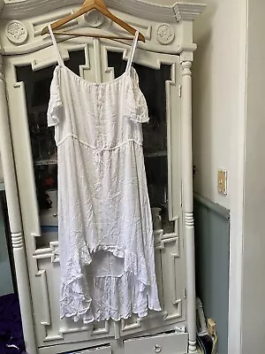 $18.99 • Buy Rockmans Plus Size  20 White Hi Lo Maxi Dress Summer Boho Ladies Women’s