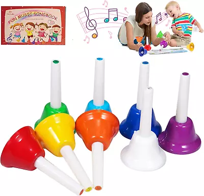 Hand Bells 8 Note Musical Handbells Set With 10 Songbook Musical Toy Percussion • $34.99