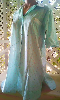 Vintage 1960's Aqua Gingham 50/50 Sleepshirt  M/38 • $3.99