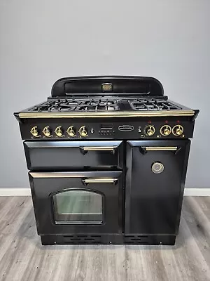 RANGEMASTER CLASSIC  90cm DUAL FUEL RANGE COOKER IN BLACK AND BRASS.. • £1200