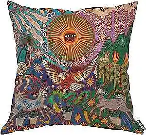  Oaxacan Mexico Mexican Mayan Aztec Tribal Boho Art Throw Pillow Multi-a191 • $20.23