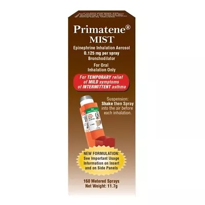 Primatene Mist Epinephrine Inhalation Aerosol Bronchodilator 0.125mg/Spray • $27.98