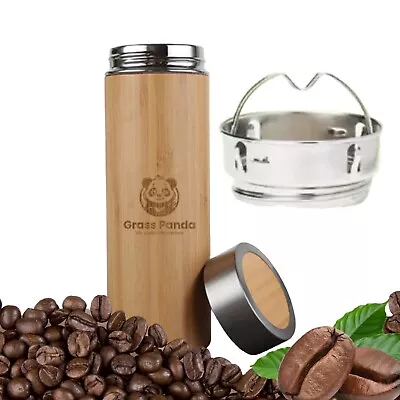 Bamboo Double Vacuum Insulated 16.9-oz Travel Mug With Tea Infuser Hot Or Cold • $22.95