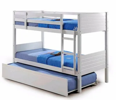 £399.99 • Buy Kids Childrens White Bunk Bed With Trundle Underbed Drawers And Mattress Option