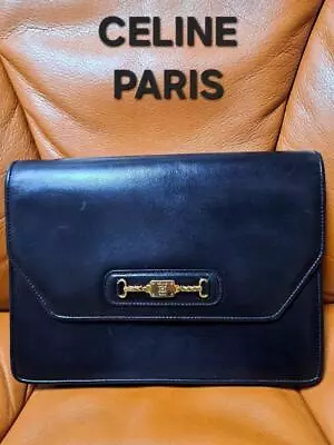 Vintage Celine Black Leather Clutch Bag AM275 • $221
