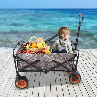 Collapsible All Terrain Outdoor Beach Utility Wagon Cart With Two Brakes 220lbs • $65.55