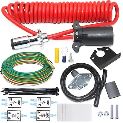 Towed Vehicle RV Harnesses 7 Way To 6 Way Round Pin Connector Trailer Wiring Kit • $110.99