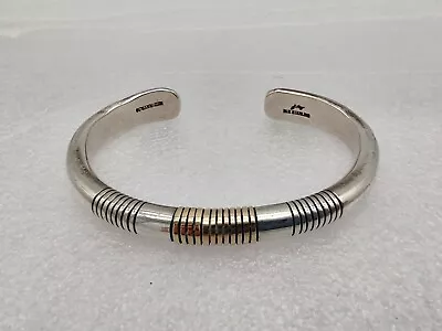 Vintage Julian Nez Navajo Heavy Sterling Silver 14K Gold Cuff Bracelet 51g Sz 7 • $295