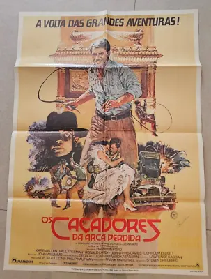 Indiana Jones Raiders Of The Lost Ark PORTUGUESE Movie Poster VINTAGE 1981 • £57.90