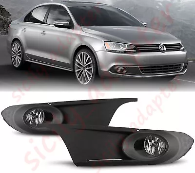 Fog Lights Bumper Clear Lamps W/ Wiring Switch Kit For 2011-2014 VW Jetta • $43.98