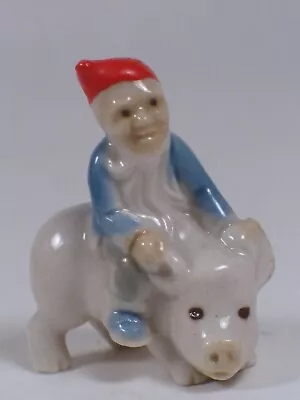 Vintage WADE Porcelain Whimsy Gnome Elf Pixie LEPRECHAUN RIDING A PIG Exc Cond • $14.95