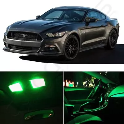 9x Bright Green Car Interior Led Light Package For Ford Mustang 2015-2016 Bulbs • $9.29