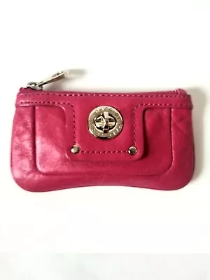 Marc By Marc Jacobs Leather Key Coin Pouch Bag Totally Turnlock Hot Pink Silver • $44.99