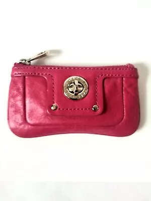 Marc By Marc Jacobs Leather Key Coin Pouch Totally Turnlock Hot Pink Silver Zip • $42.99