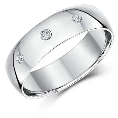 9 Carat White Gold Ring Three Diamond Engagement Wedding Ring Band 3mm 6mm • £299