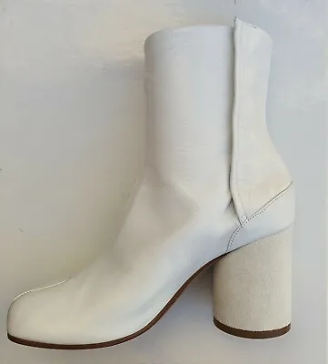 Maison Martin Margiela White Leather Tabi Boots Size 35 • £499.99