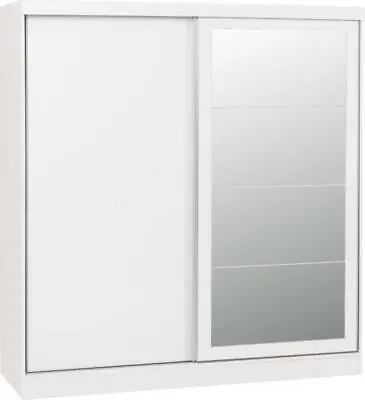 Nevada White Gloss 2 Door Double Sliding Wardrobe Bedroom Storage Furniture • £409.99