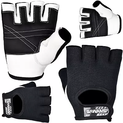 £5.99 • Buy SAWANS® Gym Gloves Leather Workout Weight Lifting Fitness Training Cycling Grips