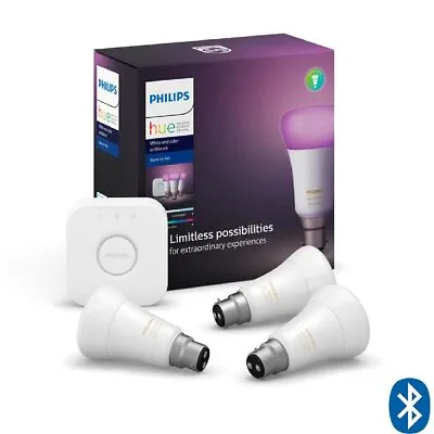 Philips Hue White Colour Ambiance B22 Starter Kit With Bluetooth HUEWCAB22KITBT • $252