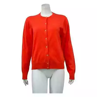 J Crew Womens Cotton Blend Jackie Cardigan Sweater Size XL Bright Orange Knit • $30
