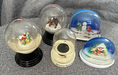 Vintage 1960’s Plastic Hong Kong Snow Globe Santa Reindeer Sleigh Water Ball Lot • $27.49