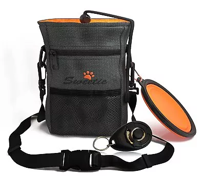 Dog Treat Bag W/ Poop Bag Holder Adjustable Belt Pet Walking Pouch Bowl Clicker • £12.45