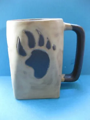Mara  Mexico Art Pottery Animal Tracks Bear Mug Unique Square Bottom Stoneware  • $24.99
