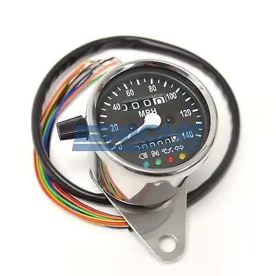 Mini Motorcycle Mechanical 140 MPH Speedo Dummy Lights Speedometer Gauge 2:1 • $126.65