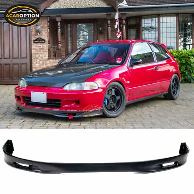 Fits 92-95 Honda Civic 2DR 3DR SPOON Style Unpainted PU Front Bumper Lip Spoiler • $52.82