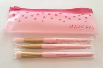 New Mary Kay 3 Piece Cosmetic Makeup Mini Essential Brush Set In Bag Free Ship! • $10.95