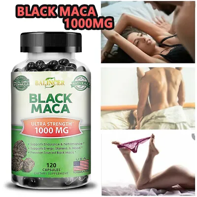 Black Maca Capsules 1000mg Enhance Sex Drive Boost Performance 120 Capsules • $8.34