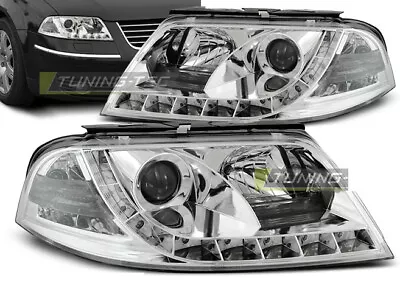 Pair Of Headlights LED DRL Look For VW PASSAT 3BG 00-05 Daylight Chrome CA LPVW8 • $420.79